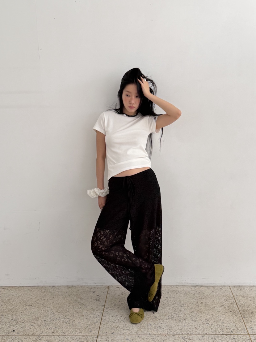 SUNDER MARKET韓國東大門直郵女裝新品26春夏休閑褲蕾絲長款SUNDER MARKET休閑褲