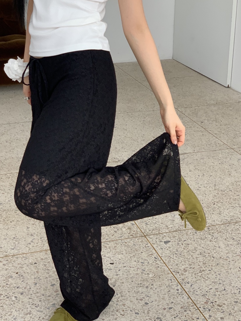 SUNDER MARKET韓國東大門直郵女裝新品26春夏休閑褲蕾絲長款SUNDER MARKET休閑褲