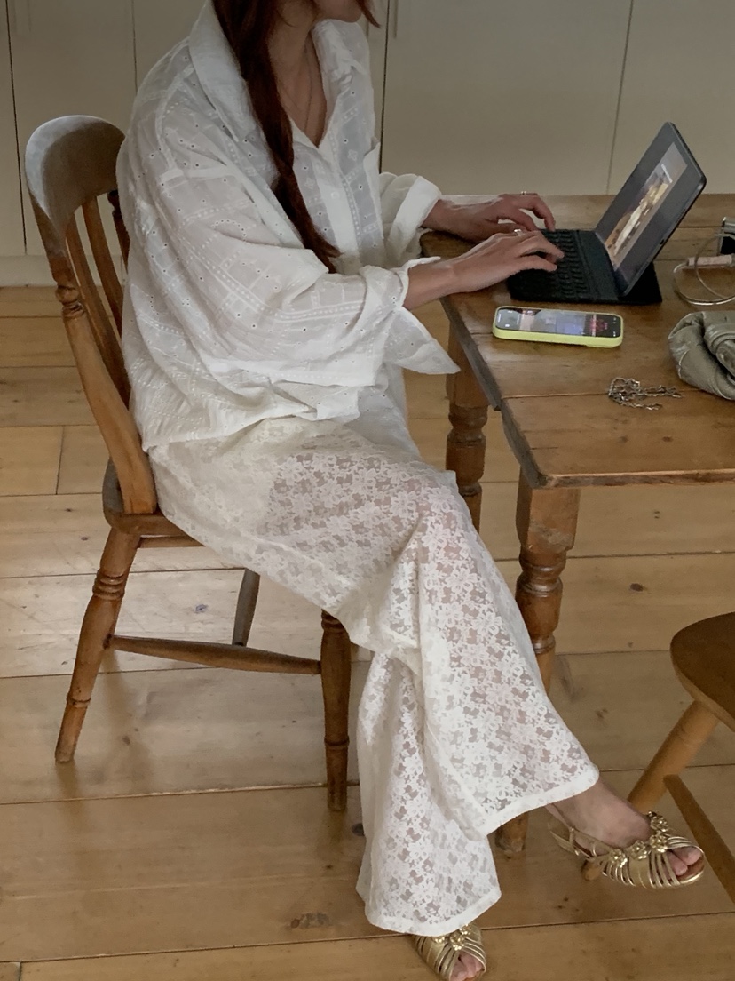 SUNDER MARKET韓國東大門直郵女裝新品26春夏休閑褲蕾絲長款SUNDER MARKET休閑褲