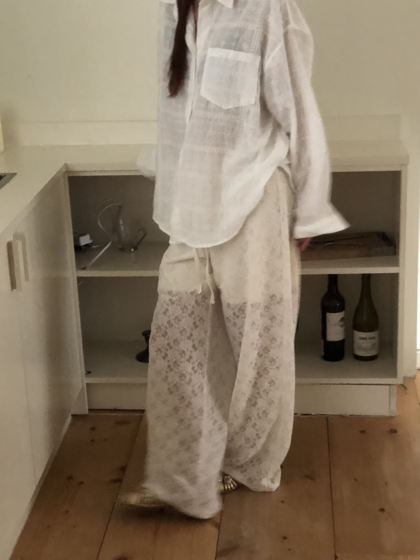 SUNDER MARKET韓國東大門直郵女裝新品26春夏休閑褲蕾絲長款SUNDER MARKET休閑褲