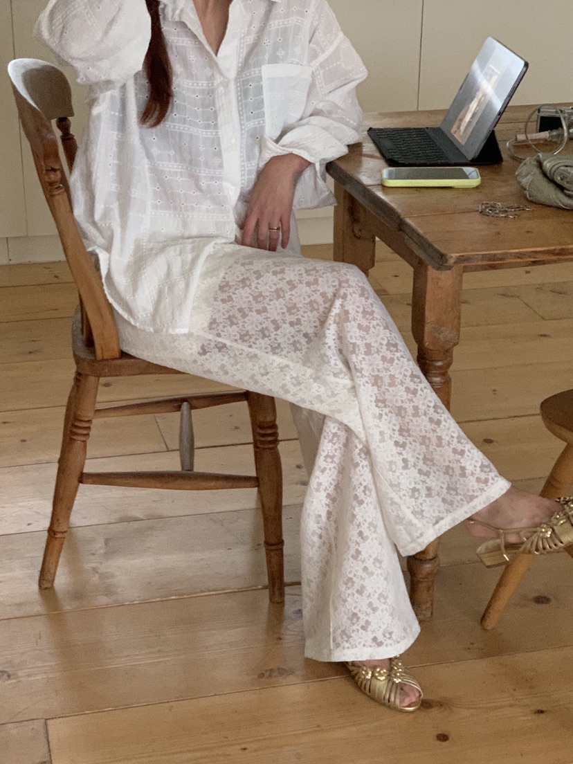 SUNDER MARKET韓國東大門直郵女裝新品26春夏休閑褲蕾絲長款SUNDER MARKET休閑褲