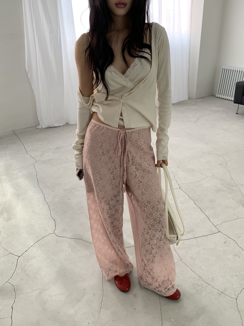 SUNDER MARKET韓國東大門直郵女裝新品26春夏休閑褲蕾絲長款SUNDER MARKET休閑褲圖色1