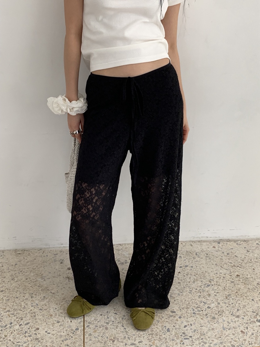 SUNDER MARKET韓國東大門直郵女裝新品26春夏休閑褲蕾絲長款SUNDER MARKET休閑褲圖色2