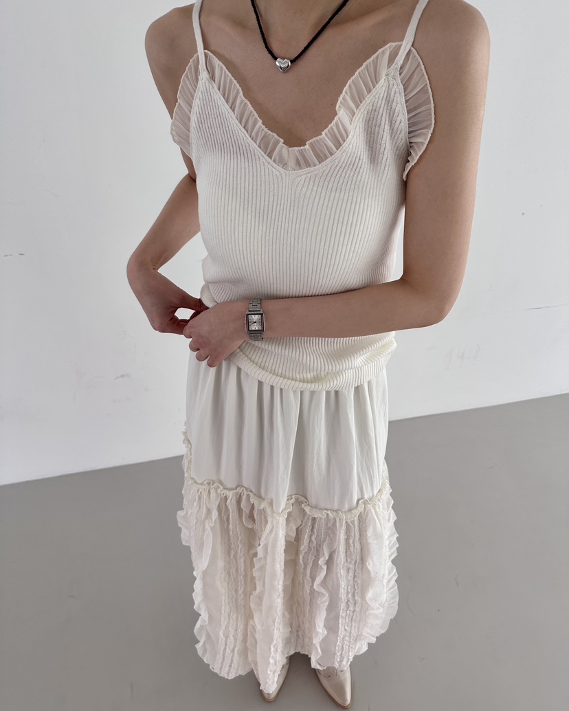 HOWDY韓國直郵女士新款休閑職業人氣熱賣時尚吊帶背心褶皺HOWDY吊帶/背心