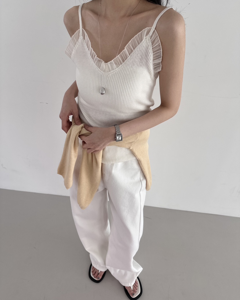 HOWDY韓國直郵女士新款休閑職業人氣熱賣時尚吊帶背心褶皺HOWDY吊帶/背心