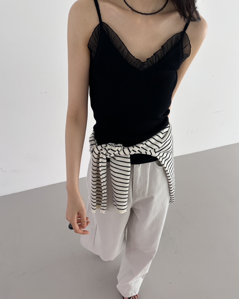 HOWDY韓國直郵女士新款休閑職業人氣熱賣時尚吊帶背心褶皺HOWDY吊帶/背心