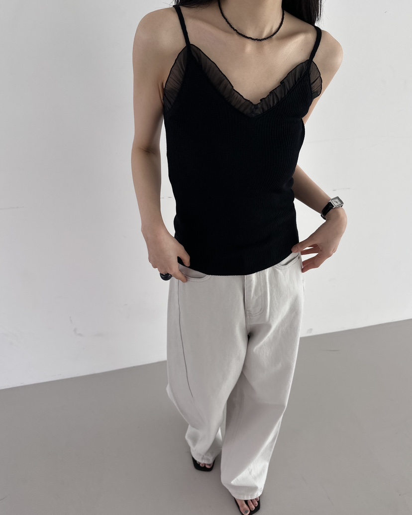 HOWDY韓國直郵女士新款休閑職業人氣熱賣時尚吊帶背心褶皺HOWDY吊帶/背心