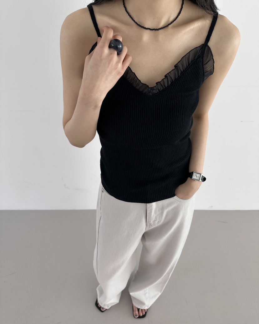 HOWDY韓國直郵女士新款休閑職業人氣熱賣時尚吊帶背心褶皺HOWDY吊帶/背心