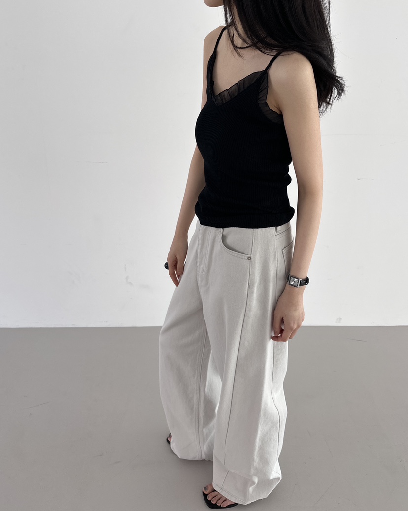 HOWDY韓國直郵女士新款休閑職業人氣熱賣時尚吊帶背心褶皺HOWDY吊帶/背心