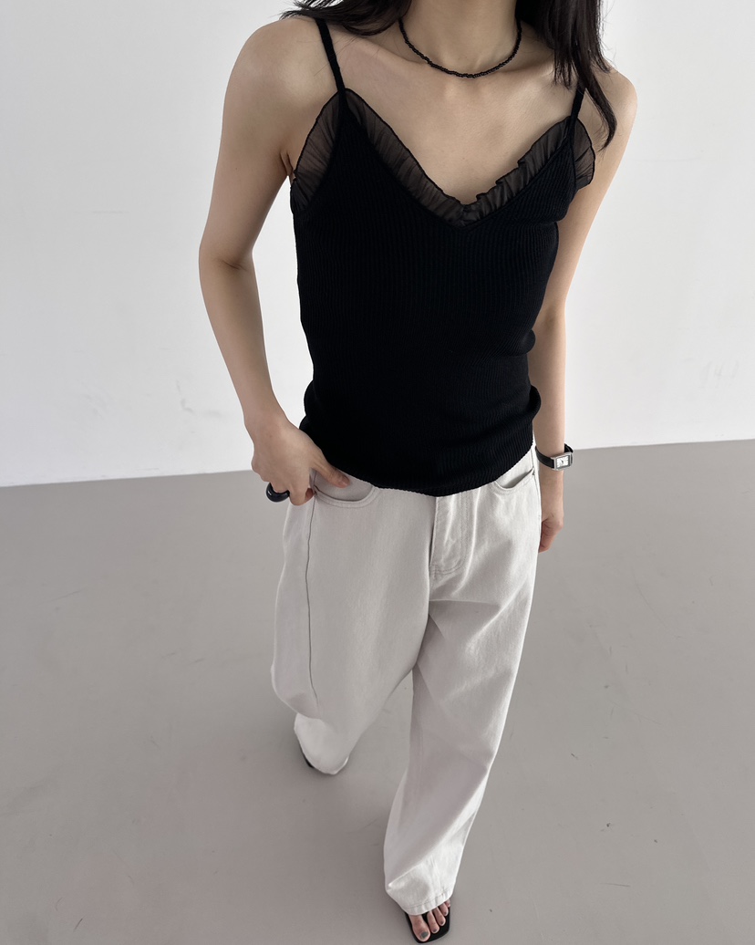 HOWDY韓國直郵女士新款休閑職業人氣熱賣時尚吊帶背心褶皺HOWDY吊帶/背心