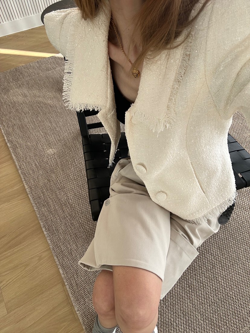 ZEROZERO韓國直郵實拍女士新品人氣時尚26春夏夾克粗花呢流蘇ZEROZERO夾克