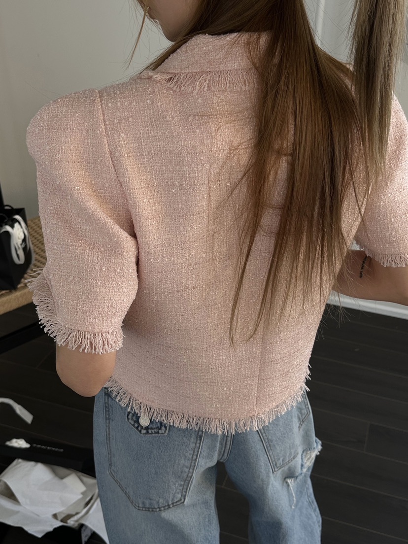 ZEROZERO韓國直郵實拍女士新品人氣時尚26春夏夾克粗花呢流蘇ZEROZERO夾克