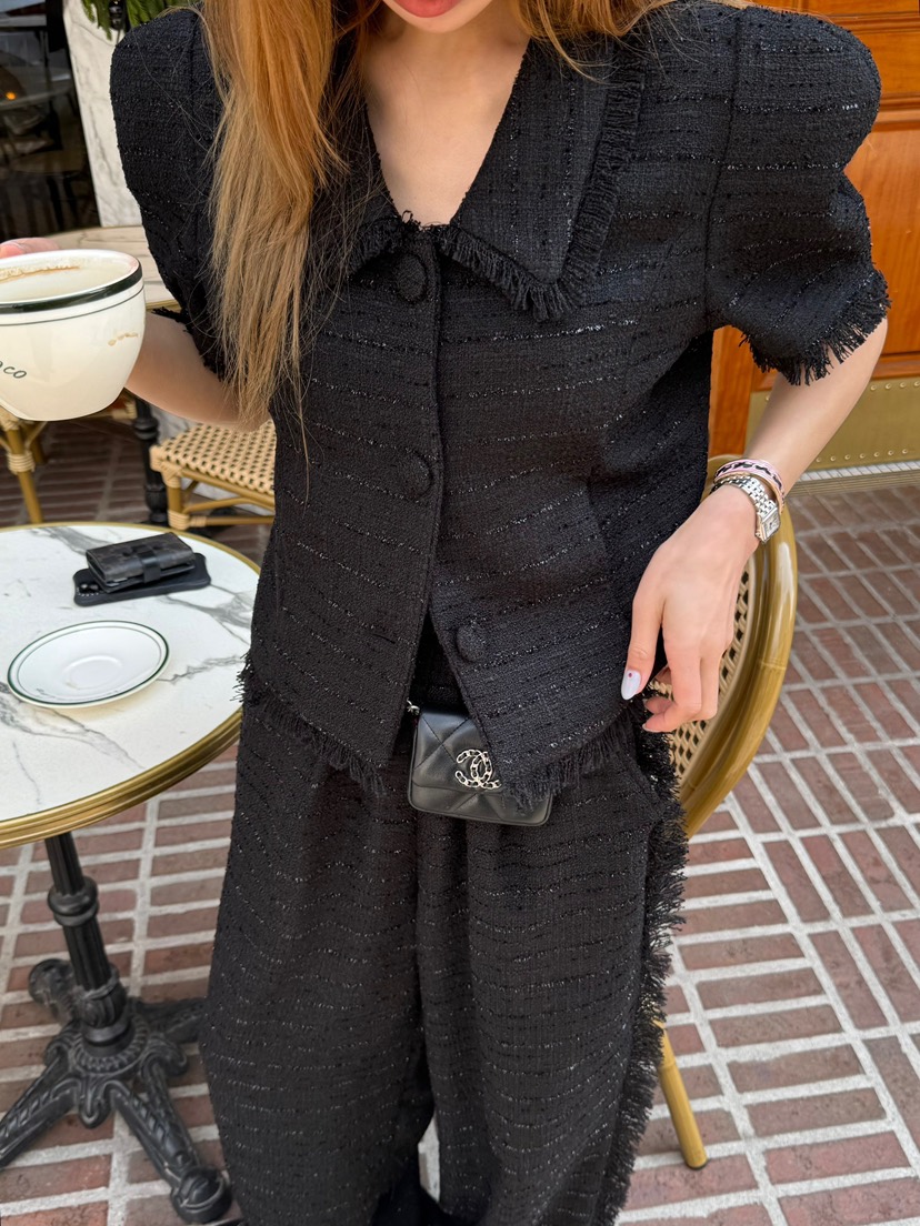 ZEROZERO韓國直郵實拍女士新品人氣時尚26春夏夾克粗花呢流蘇ZEROZERO夾克圖色1