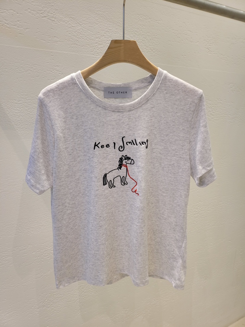 THE OTHER韓國直郵實拍女裝新品休閑時尚熱賣推薦26春夏T恤THE OTHERT恤圖色2灰白色