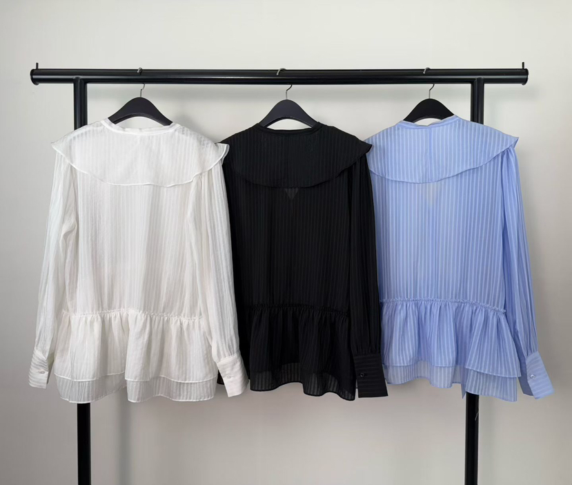 FEFFER韓國直郵實拍女士新款推薦休閑26春夏襯衫蕾絲衫荷葉邊FEFFER襯衫/蕾絲衫