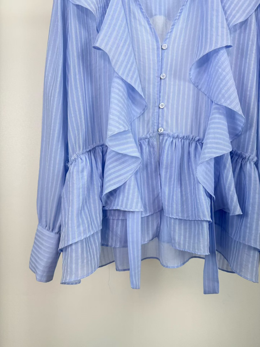 FEFFER韓國直郵實拍女士新款推薦休閑26春夏襯衫蕾絲衫荷葉邊FEFFER襯衫/蕾絲衫