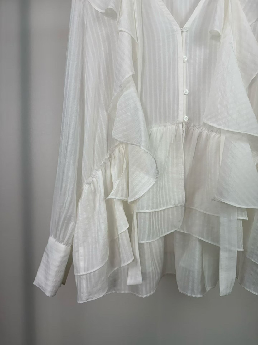 FEFFER韓國直郵實拍女士新款推薦休閑26春夏襯衫蕾絲衫荷葉邊FEFFER襯衫/蕾絲衫