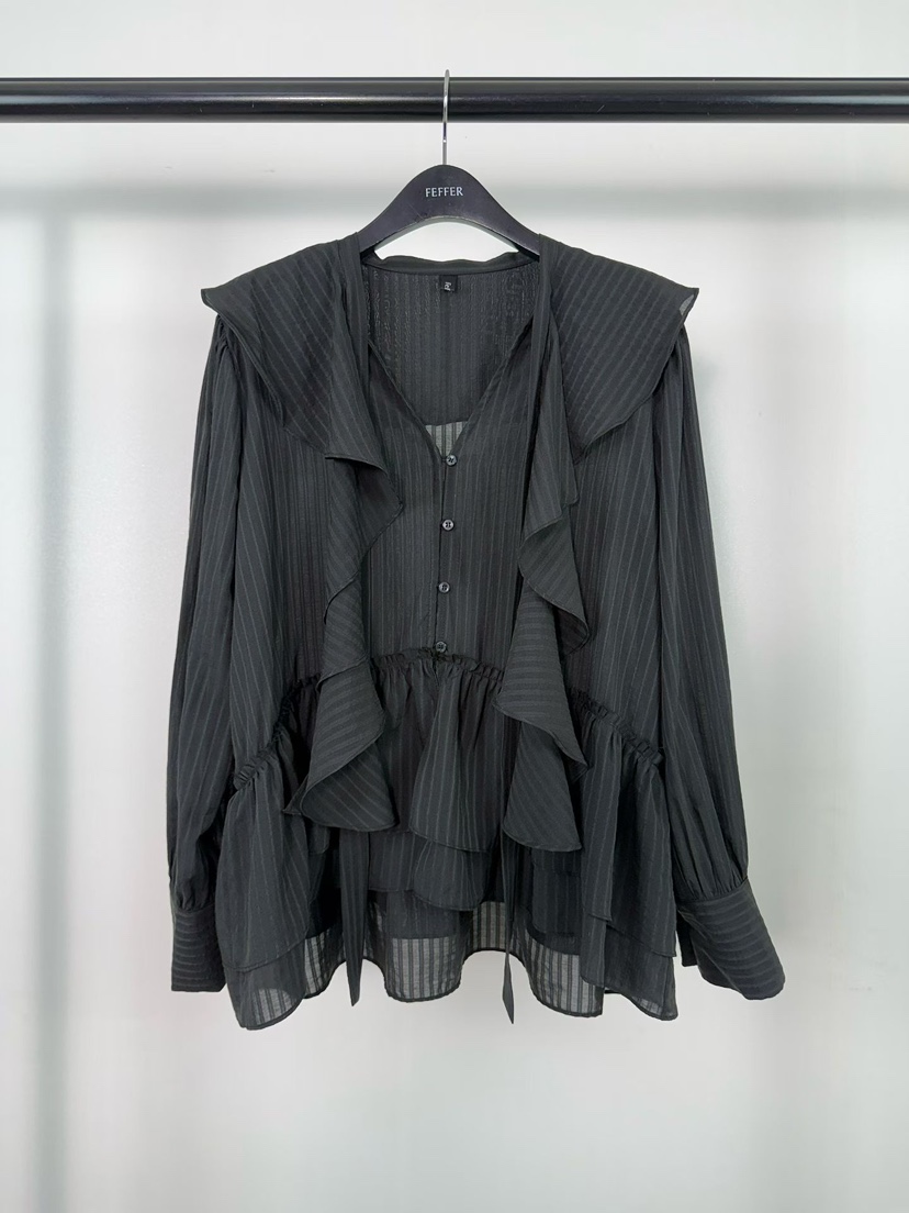 FEFFER韓國直郵實拍女士新款推薦休閑26春夏襯衫蕾絲衫荷葉邊FEFFER襯衫/蕾絲衫圖色2