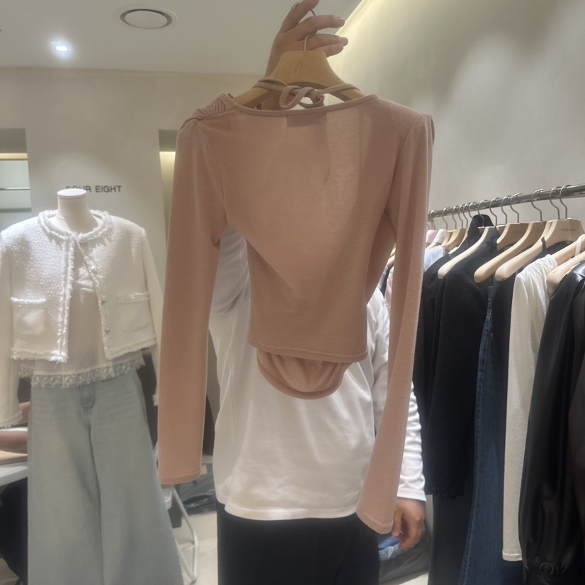 FOUREIGHT韓國東大門直郵女裝新款26春夏休閑長袖T恤褶皺FOUR EIGHT長袖T恤