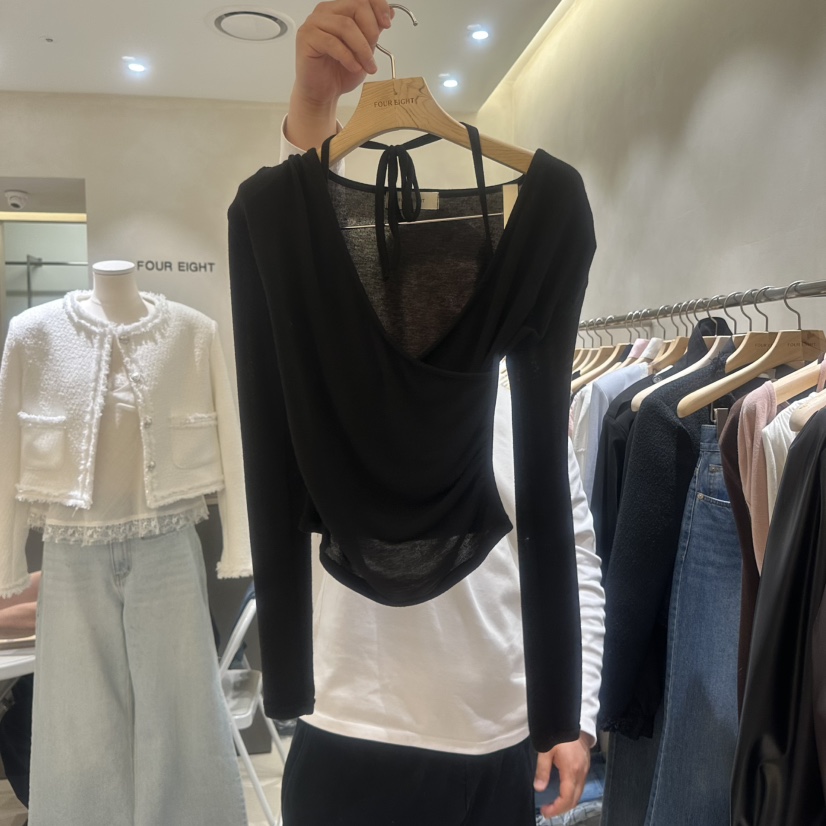 FOUREIGHT韓國東大門直郵女裝新款26春夏休閑長袖T恤褶皺FOUR EIGHT長袖T恤圖色4
