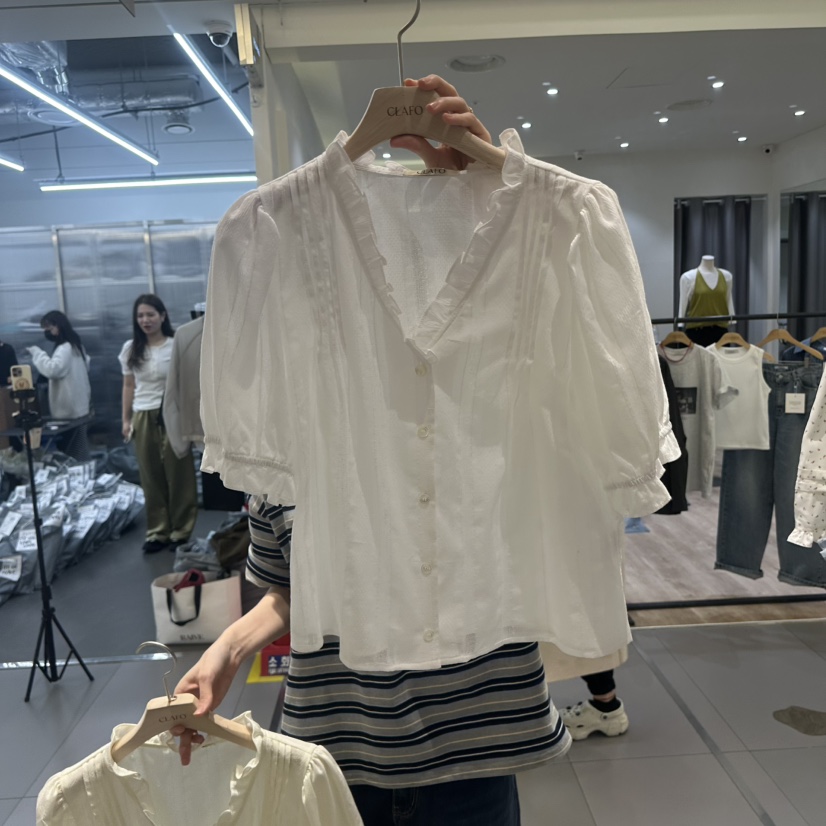 CLAFO韓國直郵女裝新款人氣時尚推薦26春夏熱賣襯衫蕾絲衫CLAFO襯衫/蕾絲衫圖色1