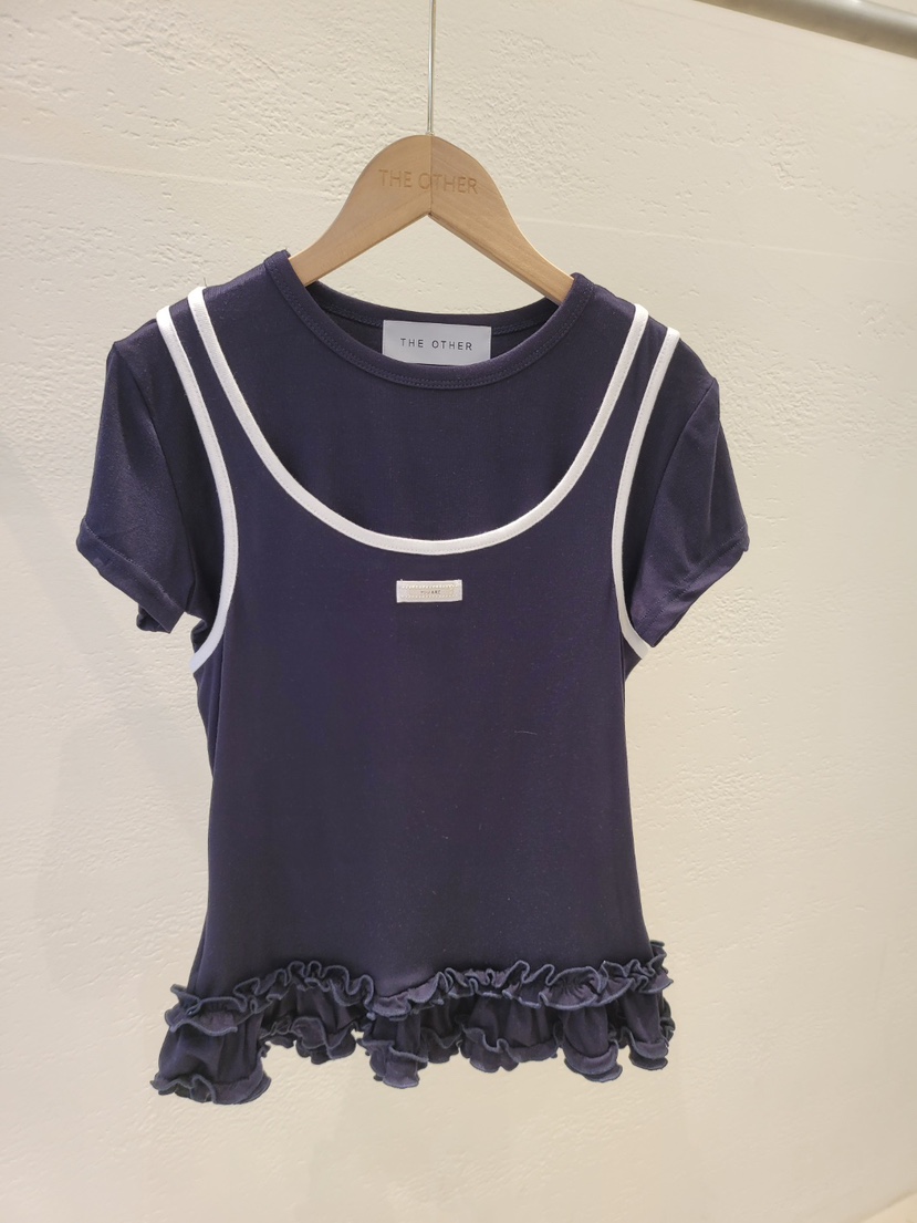 THE OTHER韓國代購女士新品休閑職業推薦人氣熱賣T恤假兩件THE OTHERT恤圖色3