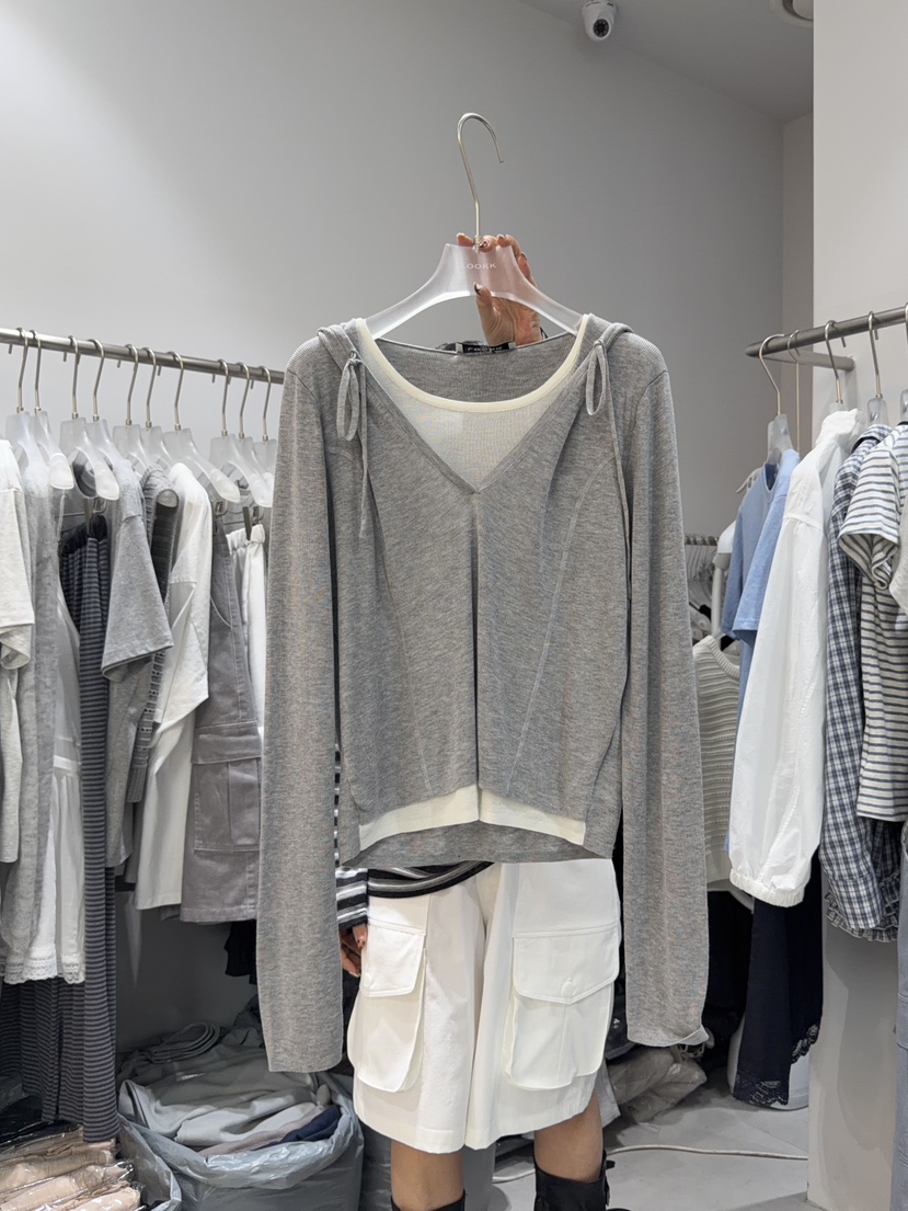 LOOKK/MIMME韓國東大門代購女裝新品人氣針織衫連帽針織衫雙層LOOKK/MIMME針織衫圖色1