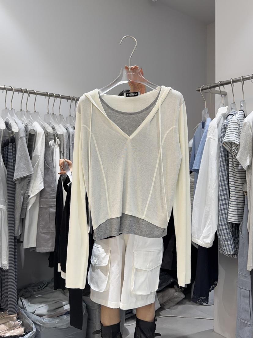 LOOKK/MIMME韓國東大門代購女裝新品人氣針織衫連帽針織衫雙層LOOKK/MIMME針織衫圖色2