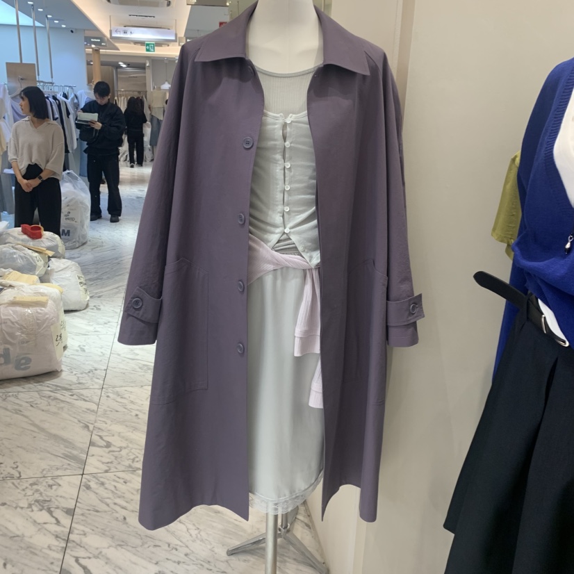 FLAT韓國東大門代購女士新款人氣熱賣職業長款風衣棉質長款FLAT長款風衣圖色2