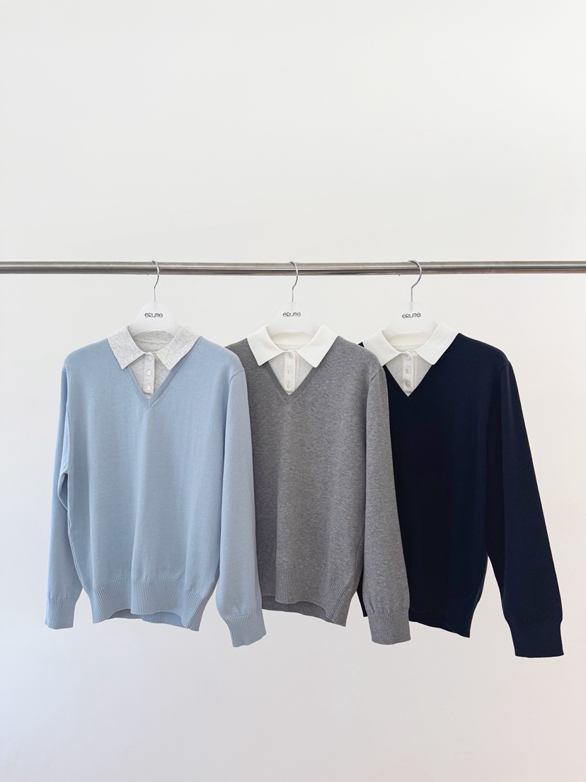 ERUME韓國直郵女裝新款時尚26春夏人氣推薦休閑針織衫假兩件ERUME針織衫