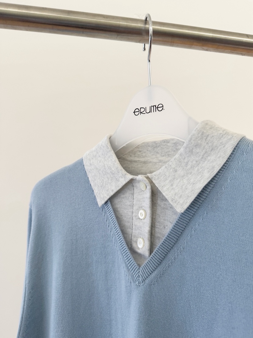 ERUME韓國直郵女裝新款時尚26春夏人氣推薦休閑針織衫假兩件ERUME針織衫