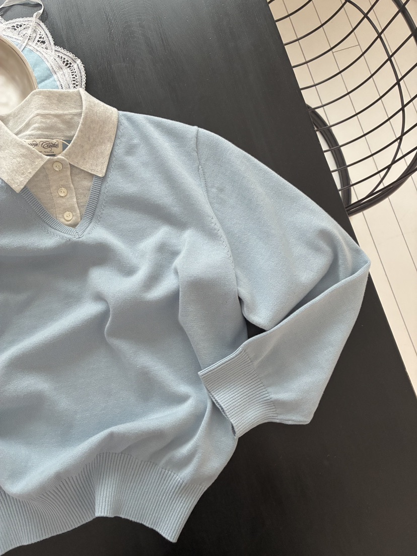 ERUME韓國直郵女裝新款時尚26春夏人氣推薦休閑針織衫假兩件ERUME針織衫