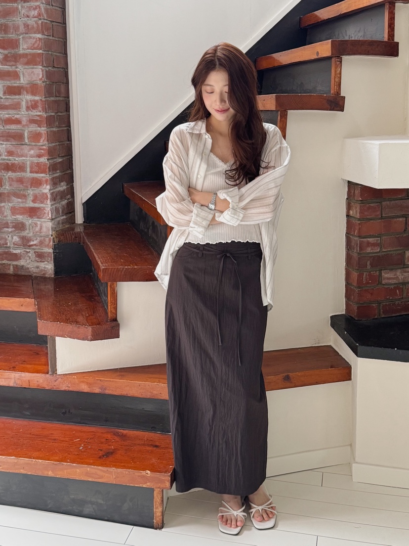 ERUME韓國東大門代購女士新款熱賣休閑推薦26春夏長裙含腰繩ERUME長裙