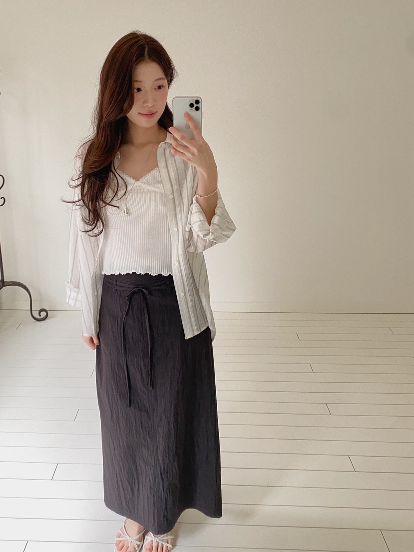 ERUME韓國東大門代購女士新款熱賣休閑推薦26春夏長裙含腰繩ERUME長裙