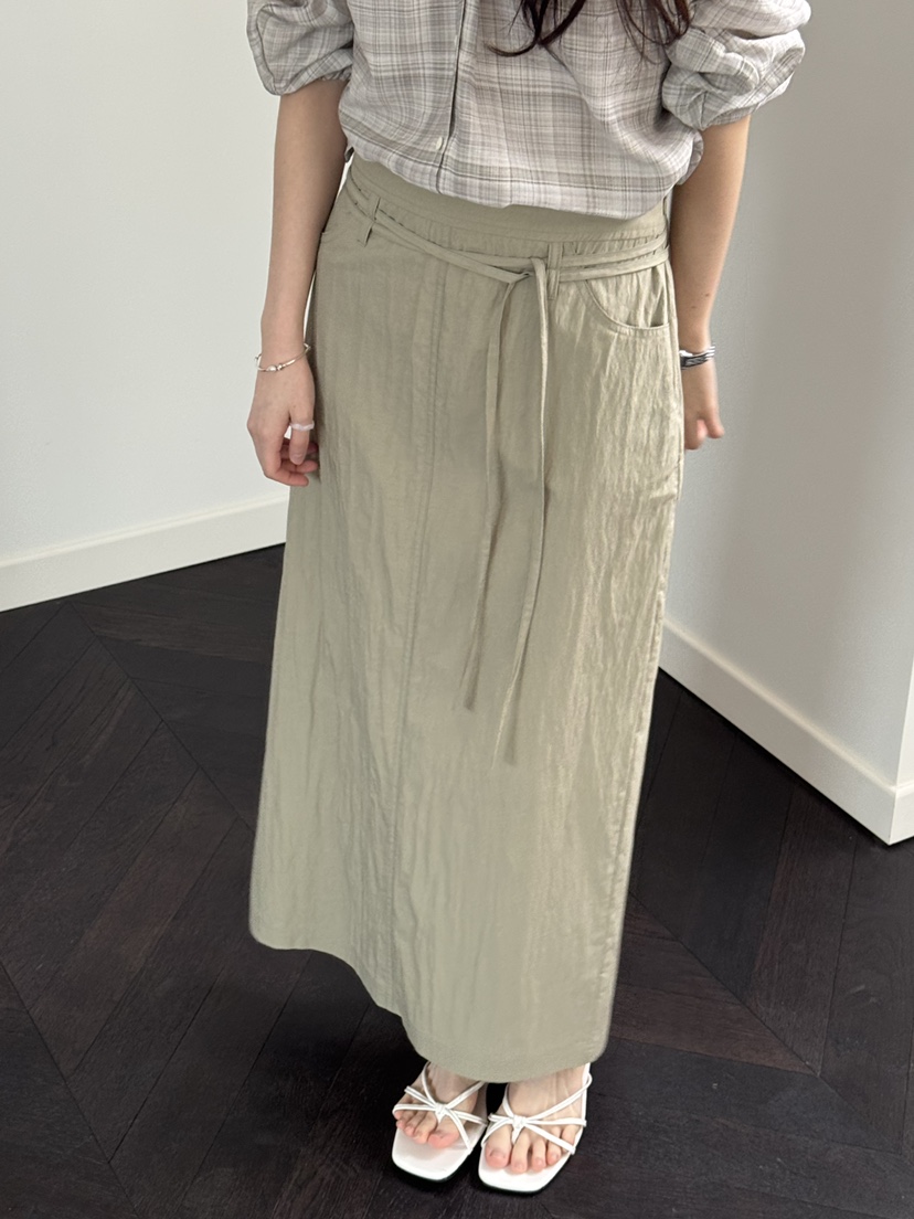 ERUME韓國東大門代購女士新款熱賣休閑推薦26春夏長裙含腰繩ERUME長裙