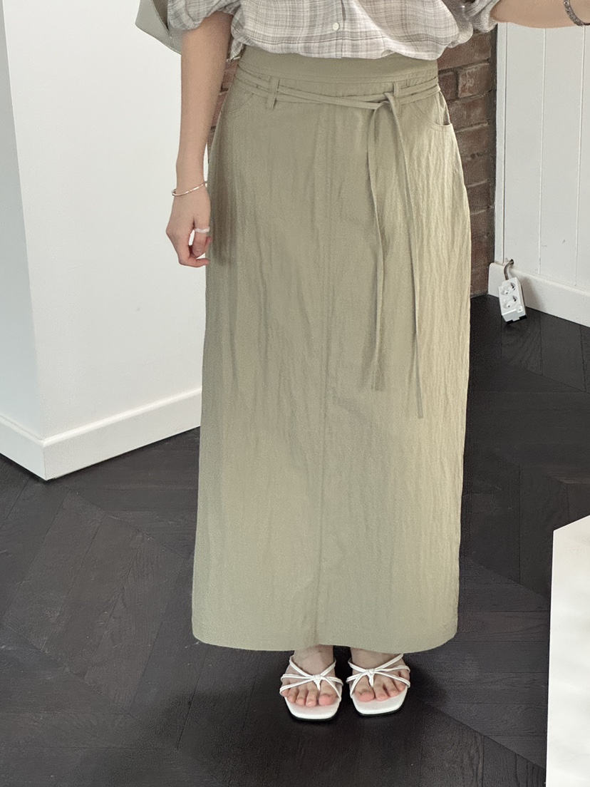 ERUME韓國東大門代購女士新款熱賣休閑推薦26春夏長裙含腰繩ERUME長裙