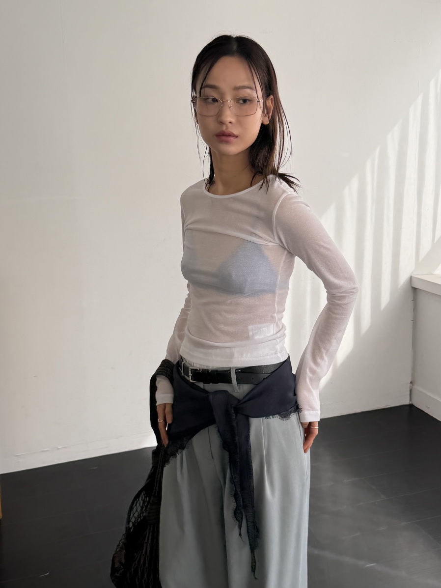 KARE/WEREPIECE韓國東大門代購女士新款時尚長袖T恤透明絲綢KARE/WEREPIECE長袖T恤