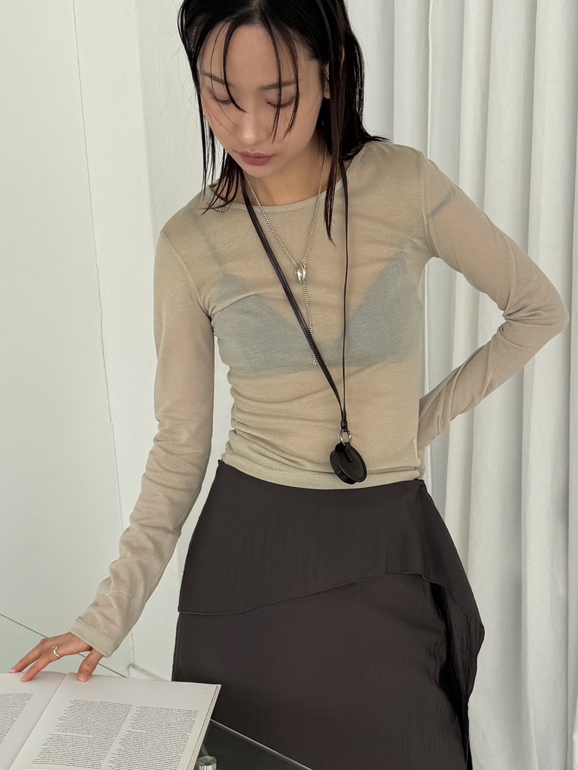 KARE/WEREPIECE韓國東大門代購女士新款時尚長袖T恤透明絲綢KARE/WEREPIECE長袖T恤