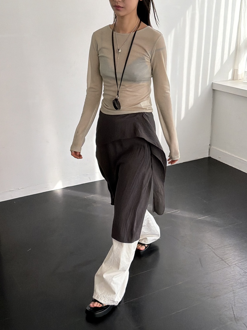 KARE/WEREPIECE韓國東大門代購女士新款時尚長袖T恤透明絲綢KARE/WEREPIECE長袖T恤