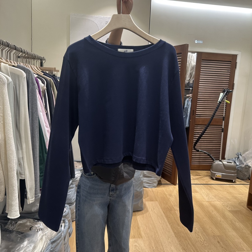 GILLI韓國東大門代購女士新款職業推薦熱賣休閑26春夏長袖T恤GILLI長袖T恤圖色2深藍色