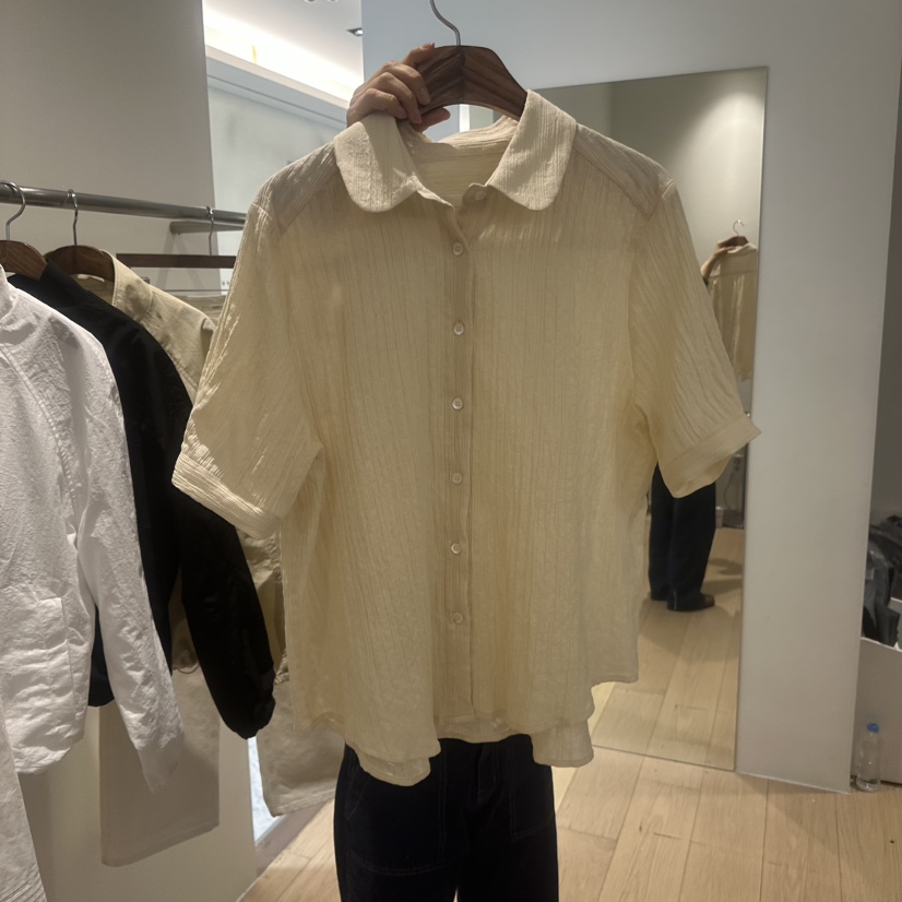 AGO韓國直郵女裝新品時尚休閑26春夏職業推薦襯衫蕾絲衫褶皺AGO襯衫/蕾絲衫圖色1