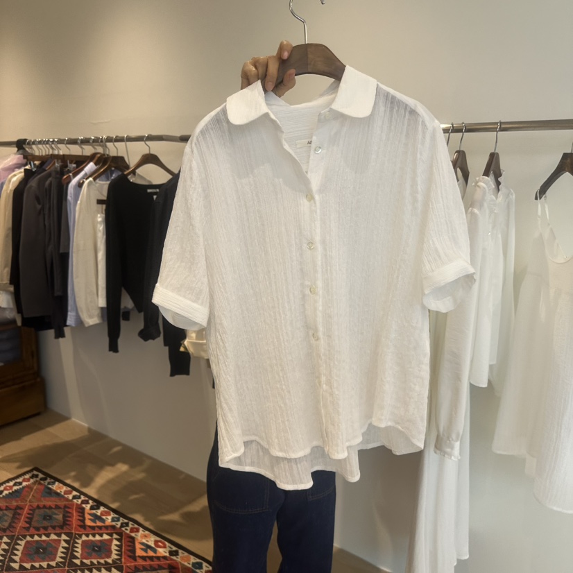 AGO韓國直郵女裝新品時尚休閑26春夏職業推薦襯衫蕾絲衫褶皺AGO襯衫/蕾絲衫圖色2