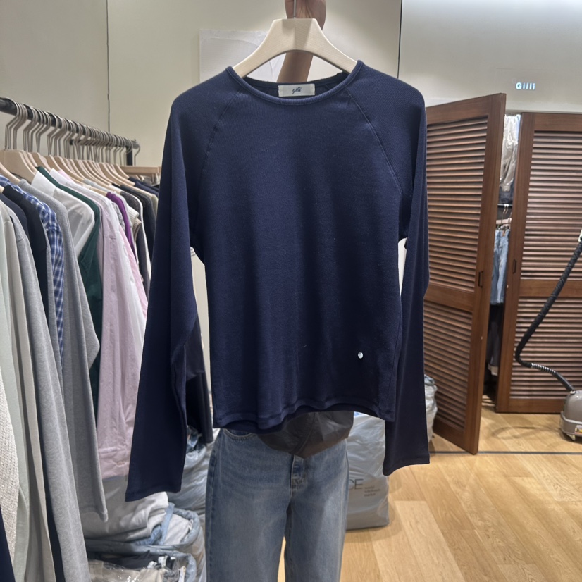 GILLI韓國東大門直郵女士新款時尚熱賣長袖T恤插肩袖羅紋GILLI長袖T恤圖色3