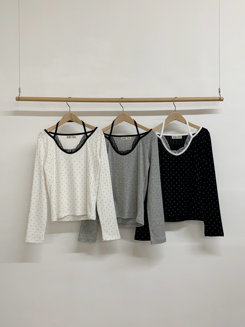 MORE THAN-P韓國東大門代購女士新款26春夏長袖T恤假兩件MORE THAN長袖T恤