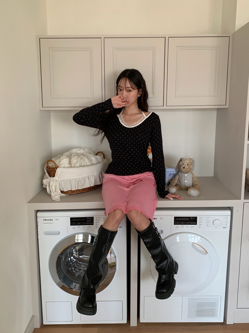 MORE THAN-P韓國東大門代購女士新款26春夏長袖T恤假兩件MORE THAN長袖T恤