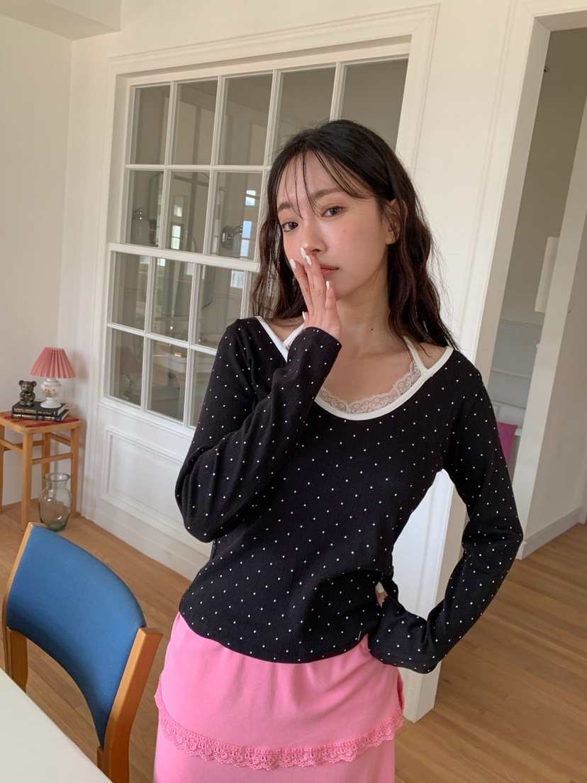 MORE THAN-P韓國東大門代購女士新款26春夏長袖T恤假兩件MORE THAN長袖T恤