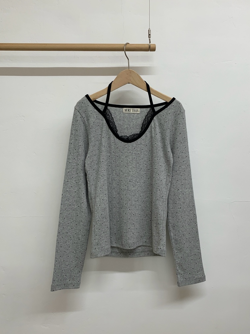 MORE THAN-P韓國東大門代購女士新款26春夏長袖T恤假兩件MORE THAN長袖T恤圖色2