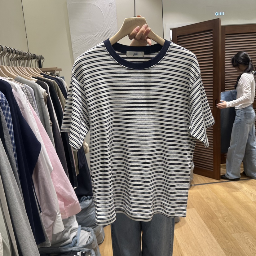GILLI韓國東大門直郵女士新品時尚26春夏熱賣職業推薦T恤GILLIT恤圖色2深藍色