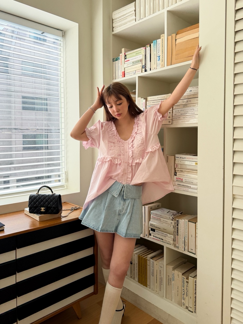 81 MARKET-L韓國直郵實拍女士新品休閑熱賣時尚襯衫蕾絲衫81 MARKET-L襯衫/蕾絲衫