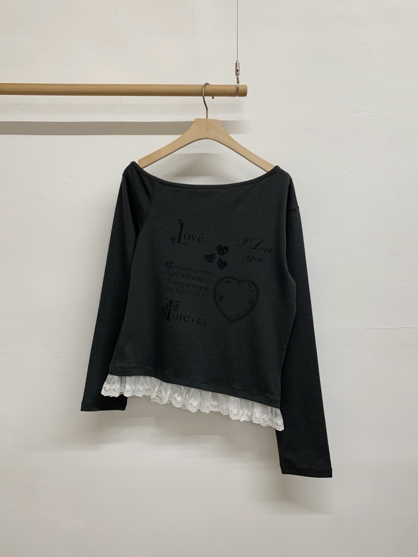 MORE THAN-P韓國直郵女裝新款推薦人氣休閑長袖T恤假兩件MORE THAN長袖T恤圖色2墨色